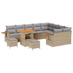 Ensemble de canapé de jardin vidaXL 12 pièces avec coussins beige poly rotin acacia
