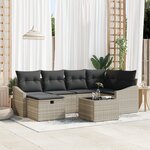 vidaXL Ensemble de canapé de jardin 7 pièces avec coussins gris clair en rotin synthétique