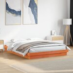 vidaXL Cadre de lit à LED cire marron 150x200 cm bois de pin massif