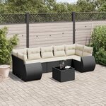 vidaXL Salon de jardin 8 Pièces avec coussins noir résine tressée