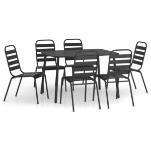 vidaXL Ensemble à manger de jardin 7 Pièces anthracite acier