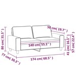 vidaXL Canapé à 2 places Gris clair 140 cm Tissu