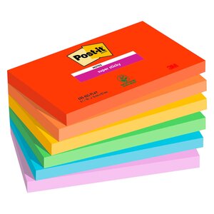 Notes couleurs playful super sticky post-it 76 x 127 mm - bloc de 90 feuilles - lot de 12