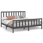 vidaXL Cadre de lit Gris Bois de pin massif 200x200 cm
