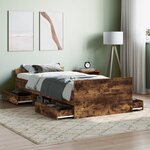 vidaXL Cadre de lit tête de lit et pied de lit chêne fumé 90x190 cm