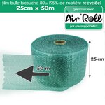 1 rouleau de film bulle d'air recycle largeur 25 cm x longueur 50 mètres - gamme air'roll green de la marque enveloppebulle