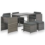 vidaXL Ensemble à manger d'extérieur 7Pièces coussins Résine tressée Gris