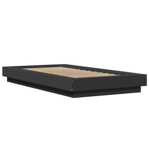 vidaXL Cadre de lit avec lumières LED noir 90x200 cm bois d'ingénierie
