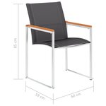 vidaXL Chaises de jardin 2 Pièces Textilène et acier inoxydable Gris