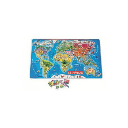 Puzzle monde magnétique en bois Janod Carte du monde enfant 7 ans