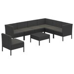 vidaXL Salon de jardin 8 Pièces avec coussins résine tressée noir