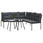 vidaXL Ensemble de canapés de jardin et coussins noir acier textilène