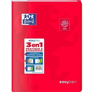 OXFORD - Cahier Easybook agrafé - 24 x 32 cm 96p seyes - 90g - Rouge