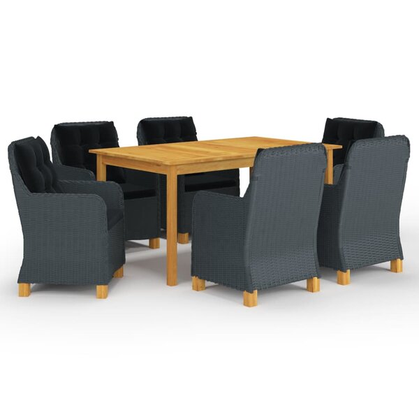 vidaXL Ensemble à manger de jardin 7 Pièces Gris foncé