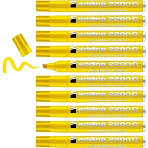 Marqueur Permanent 2200 C Corps Alu Jaune Pointe Biseautée 1-5 mm x 10 EDDING