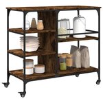 vidaXL Chariot de cuisine chêne fumé 100x45x89 5 cm bois d'ingénierie