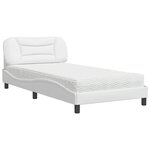 vidaXL Lit avec matelas blanc 100x200 cm similicuir