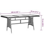 vidaXL Table de jardin Gris 160x70x72 cm Résine tressée et acacia