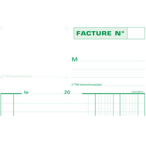 Manifold 'Factures' 210 x 148 mm avec TVA 50 Feuillets Tripli x 10 EXACOMPTA