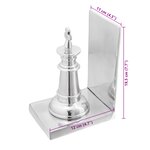 Serre-livres 2 Pièces Argent 11x12x19 5 cm Aluminium Échecs