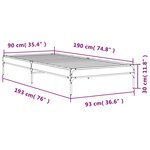 vidaXL Cadre de lit sonoma gris 90x190 cm bois d'ingénierie et métal