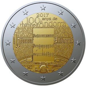 2 EUROS COMMÉMO. Andorre 2017 - 100ème anniversaire de l'hymne andorran