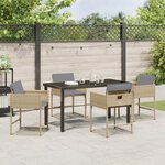 vidaXL Ensemble de Dîner de Jardin 5 Pièces avec Coussins Beige Rattan Poly