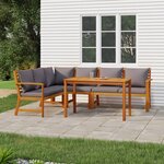 vidaXL Ensemble à manger de jardin coussins 5 Pièces Bois acacia