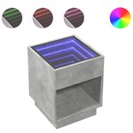 vidaXL Table de chevet avec LED infini gris béton 40x40x50 cm