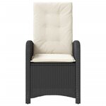 vidaXL Chaises inclinables de jardin lot de 2 et coussins noir rotin