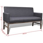 vidaXL Banc avec coussin rembourré tissu hévéa gris foncé