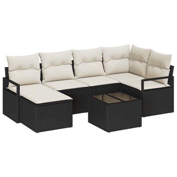 Ensemble de Canapé de Jardin 6 pièces avec Coussins Marron Rattan Poly