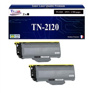 2 Toners compatibles avec Brother TN2120 pour Brother MFC-7320 MFC-7440 MFC-7440N MFC-7840 MFC7-840W - 2 600 pages - T3AZUR