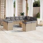 vidaXL Salon de jardin avec coussins 13 Pièces beige résine tressée