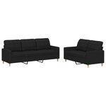 vidaXL Ensemble de canapés 2 Pièces avec coussins Noir Tissu