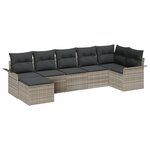 vidaXL Set de canapé de jardin 7 pièces avec coussins gris clair en rotin synthétique