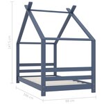 vidaXL Cadre de lit d'enfant Gris Bois de pin massif 80x160 cm