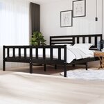 vidaXL Cadre de lit Noir Bois massif 200x200 cm
