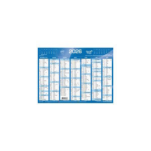Calendrier 2026 - 14 Mois - 18 x 13.5 cm - Couleur Bleu