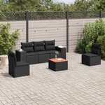 vidaXL Salon de jardin 6 Pièces avec coussins noir résine tressée