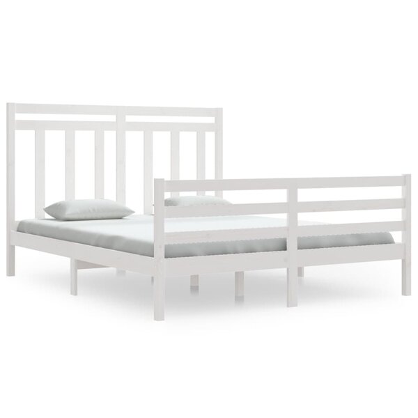 vidaXL Cadre de lit Blanc Bois massif 160x200 cm