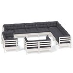 vidaXL Salon de jardin 12 Pièces avec coussins blanc bois de pin solide