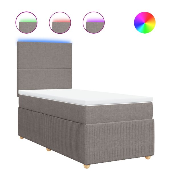 vidaXL Sommier à lattes de lit avec matelas Taupe 100x200 cm Tissu
