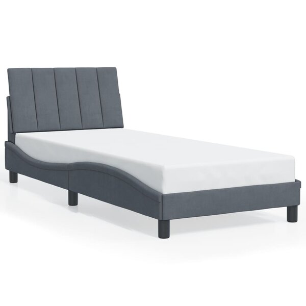 vidaXL Cadre de lit sans matelas gris foncé 90x190 cm velours