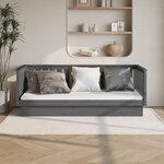vidaXL Lit de jour Gris 100x200 cm Bois de pin massif