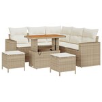 Ensemble de Canapés de Jardin 8 Pièces avec Coussins Beige Poly Rattan