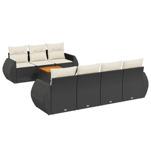 vidaXL Salon de jardin 8 Pièces avec coussins noir résine tressée