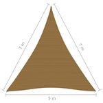 vidaXL Voile d'ombrage 160 g/m² Taupe 5x7x7 m PEHD