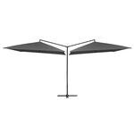 vidaXL Parasol double avec mât en acier 250 x 250 cm Anthracite