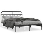 vidaXL Cadre de lit métal avec tête de lit noir 140x190 cm